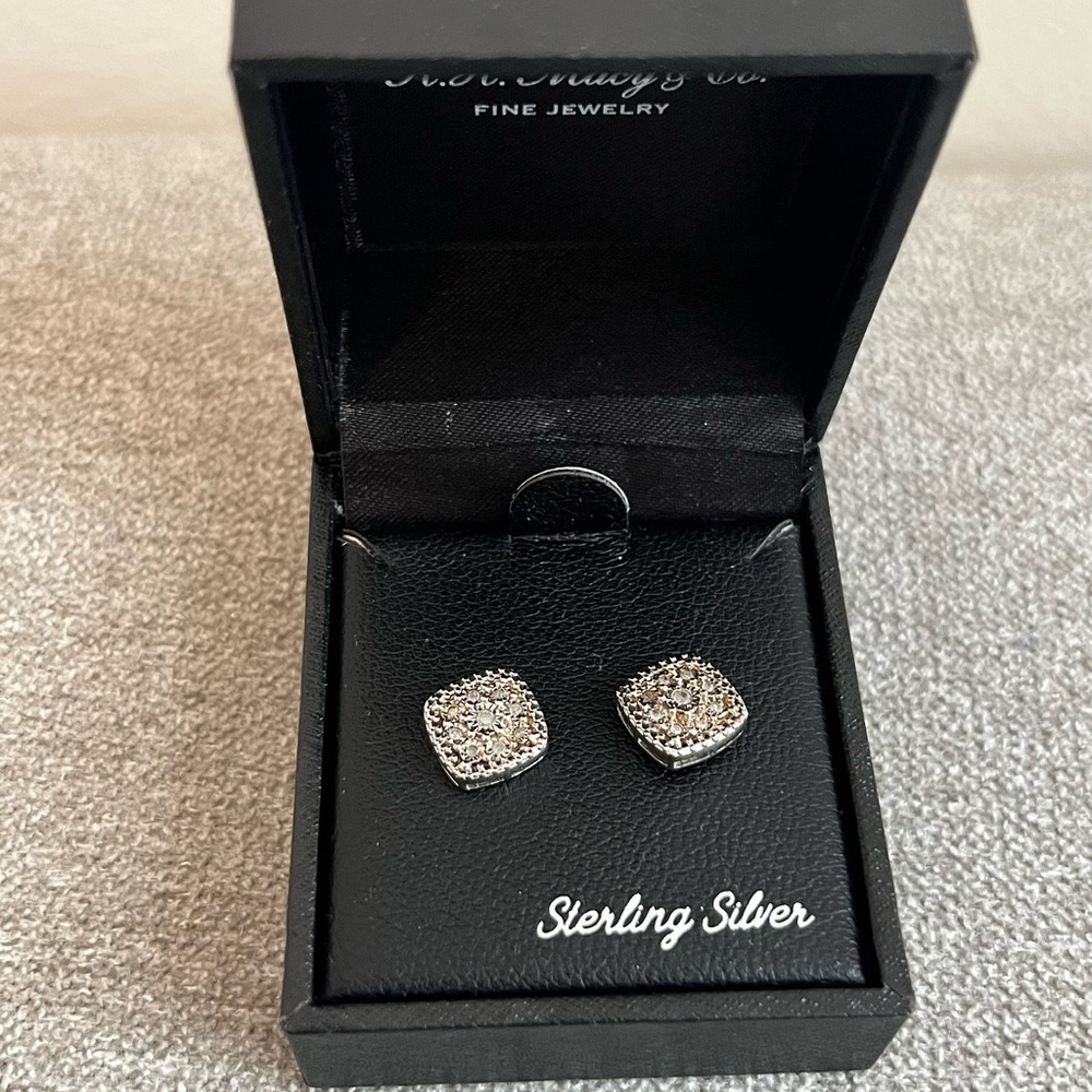 Diamond Stud Square Earrings
